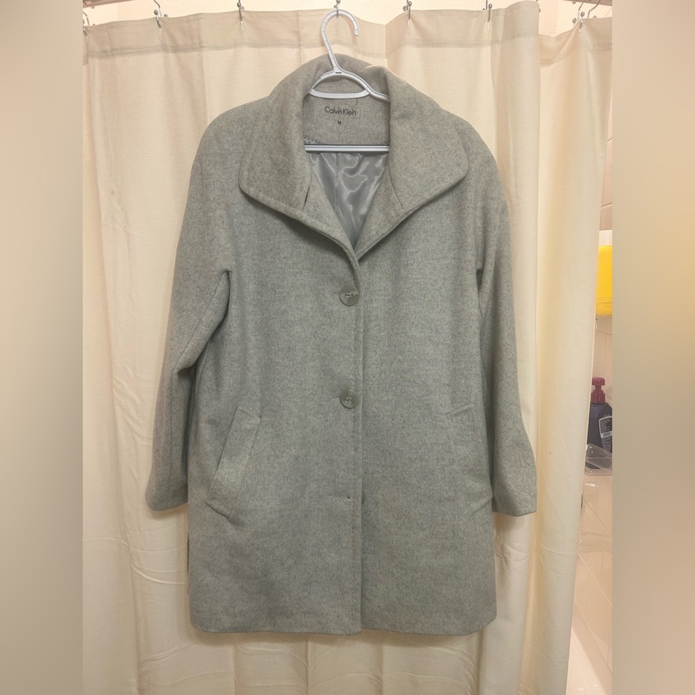 Calvin Klein Women's Light Gray wool blend Coat, size 14